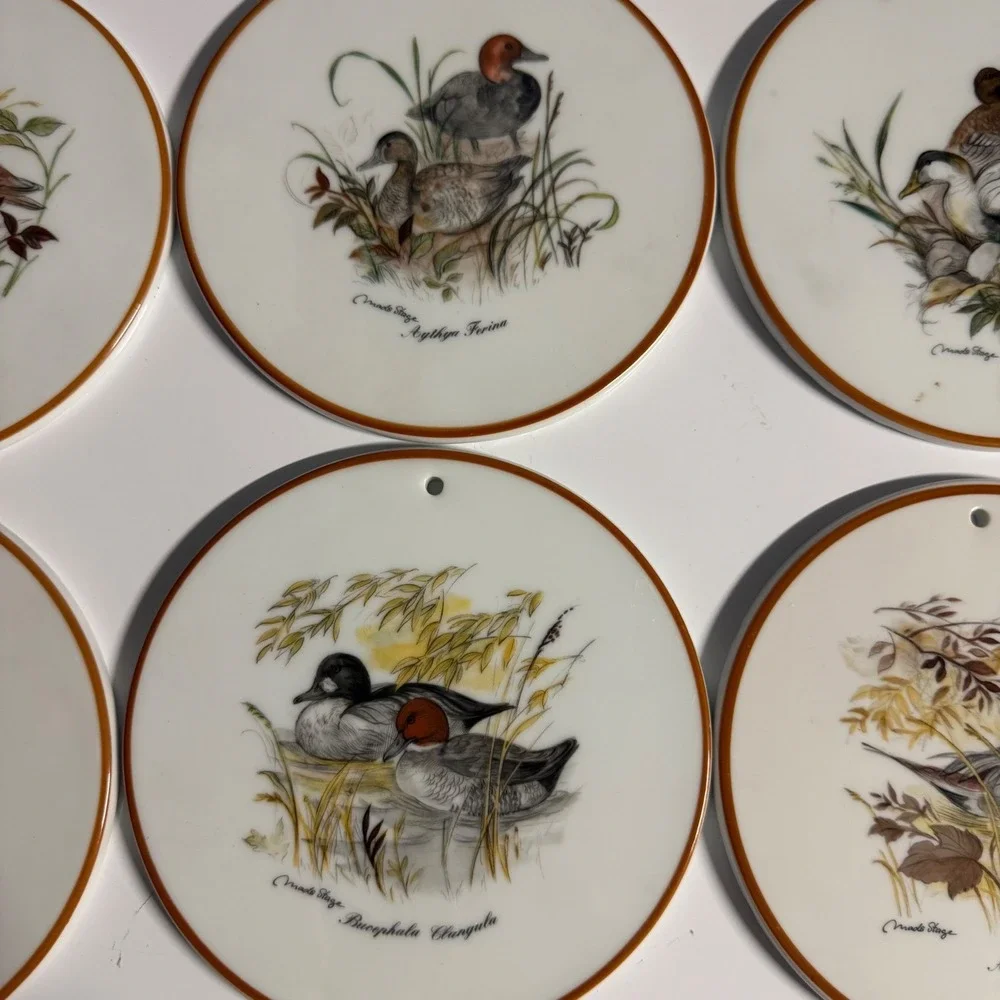 Mads Stage Danish Design Duck Ceramic Wall Plaques‎ Coasters Set of 6 Vintage